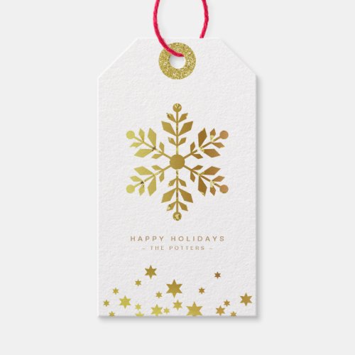 Snowflake  Fun Christmas White  Gold Mini Gift Tags