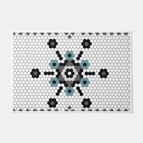 Snowflake Fun Winter Farmhouse Tile Pattern Doormat