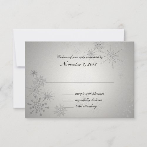Snowflake Gems Silver Wedding Response Personalized Invitations