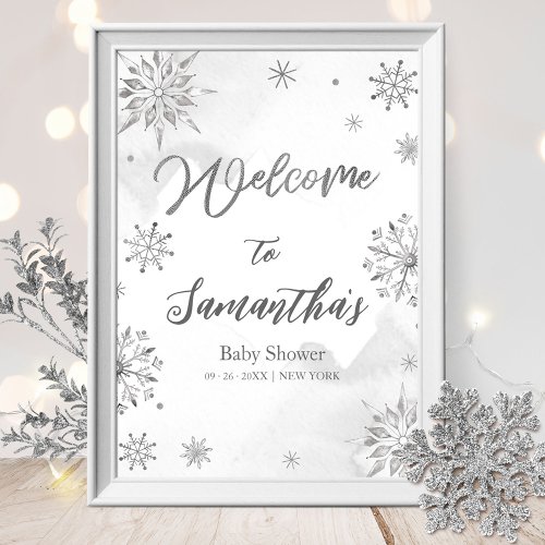 Snowflake Gender Neutral Baby Shower Welcome Sign