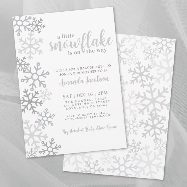 Snowflake Gender Neutral Winter Baby Shower Invitation (Snowflake Winter Baby Shower Invitation)