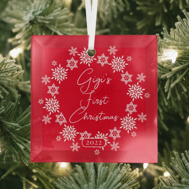 Snowflake Gigi's First Christmas Glass Ornament (Insitu)
