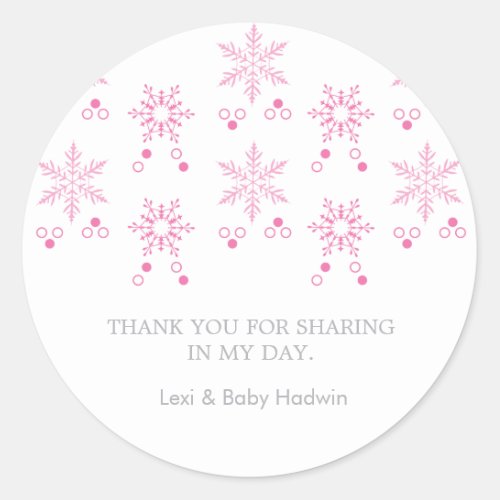 Snowflake  Girl Baby Shower Favor Sticker