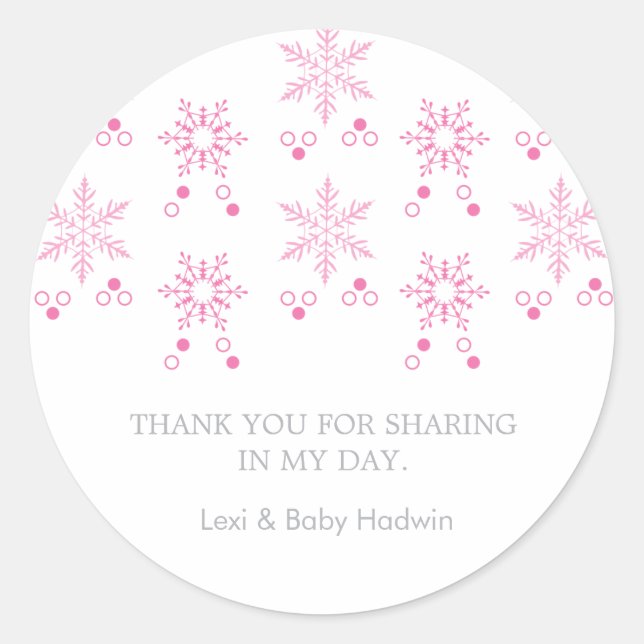 Snowflake | Girl Baby Shower Favor Sticker (Front)