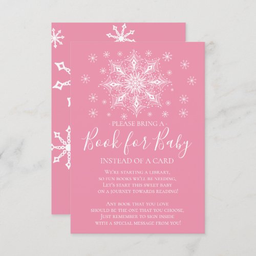 Snowflake Girls Baby Shower Book for Baby Invitation