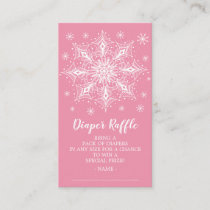 Snowflake Girls Baby Shower Diaper Raffle Ticket Enclosure Card