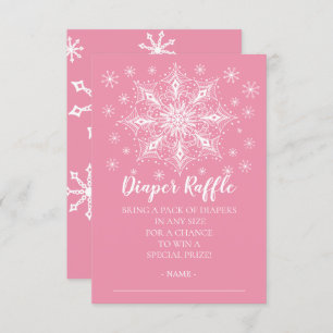Snowflake Girls Baby Shower Diaper Raffle Ticket Invitation