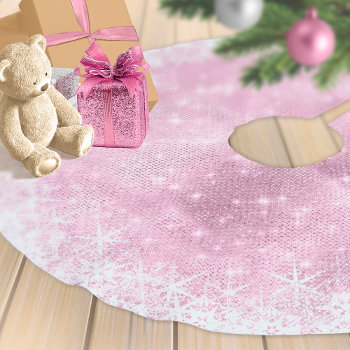 Snowflake Glitter And Shine Pink Id671 Brushed Polyester Tree Skirt by arrayforhome at Zazzle