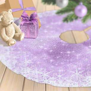 Snowflake Glitter and Shine Violet ID671 Brushed Polyester Tree Skirt