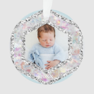 *~* Snowflake Glitter Christmas PHOTO BOY AP44 Ornament