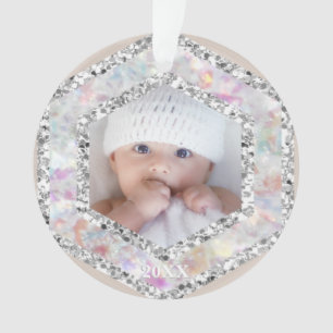 *~* Snowflake Glitter Christmas PHOTO Girl AP44 2 Ornament