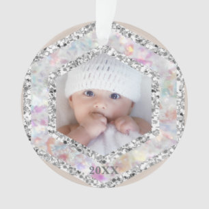 *~* Snowflake Glitter Christmas PHOTO Girl AP44 Ornament