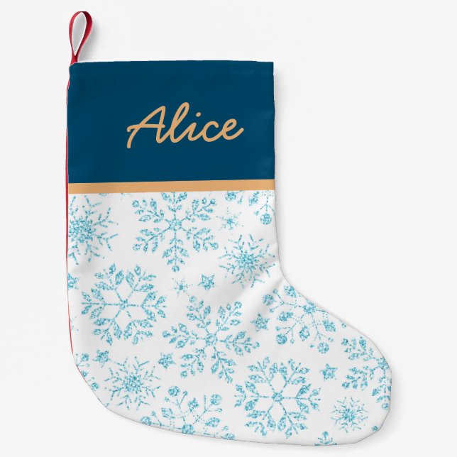 Snowflake Glitter Christmas Stocking (Front)