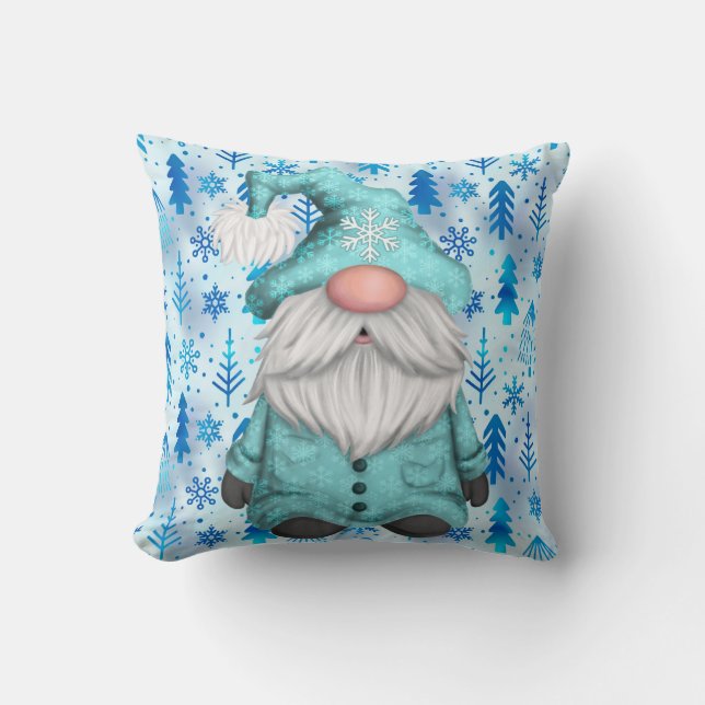 Snowflake Gnome Throw Pillow (Front)