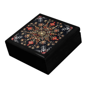Snowflake Gold and Red Gift Box