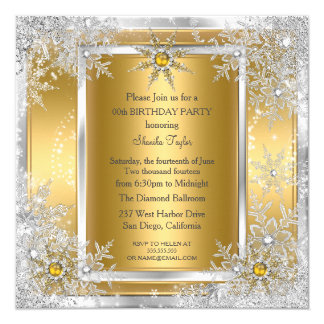 Snowflake Gold Silver Winter Wonderland Party 2 Card