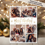 Snowflake Gold White 5 Photo Collage Christmas  Holiday Card<br><div class="desc">Modern Simple Elegant Calligraphy Gold and White Snowflake 5 Photo Collage Merry Christmas Script Holiday Card. PLEASE NOTE, THESE 6.5" X 8.75" SIZE CARDS ARE LARGER THAN AVERAGE, DUE TO THE LARGER CARD SIZE, IT'S ALMOST CERTAIN THAT THE POSTAGE COSTS WILL BE HIGHER. IF YOU PREFER THE STANDARD 5X7" SIZE,...</div>