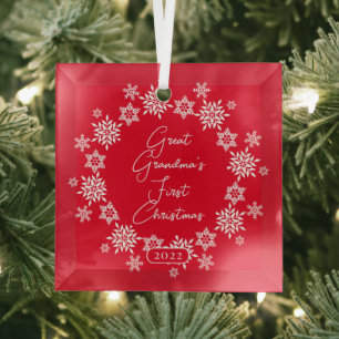 Snowflake Great Grandma's First Christmas Glass Ornament