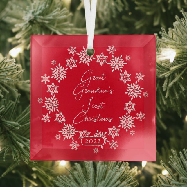 Snowflake Great Grandma's First Christmas Glass Ornament (Insitu)