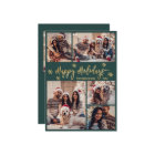 Snowflake Green and Gold 5 Photo Collage Christmas