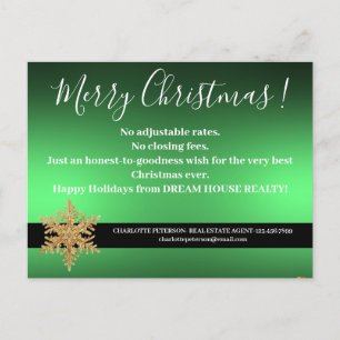 Snowflake Green Christmas Real Estate Farming Holiday Postcard