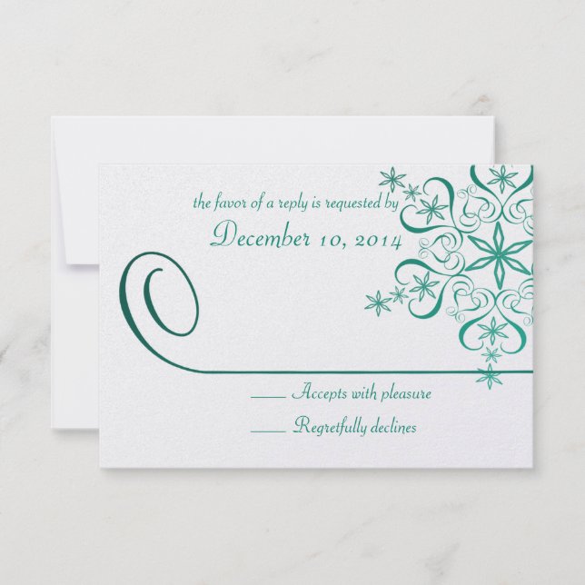 Snowflake Green Elegance Response Card (Front)