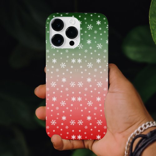 Snowflake Green  Red Ombre Christmas iPhone 14 Pro Max Case