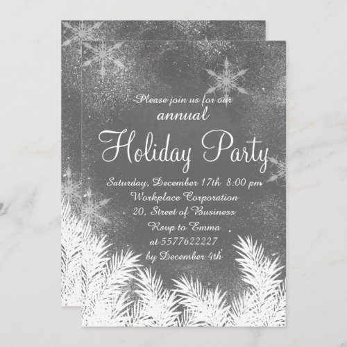 Snowflake grey cement winter corporate holiday invitation