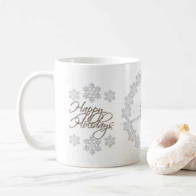 Snowflake Happy Holidays Mug (With Donut)
