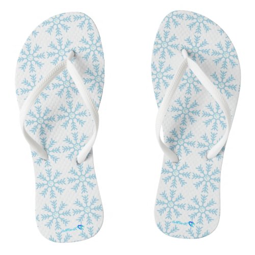 Snowflake Heart Flip Flops