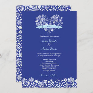 Snowflake Heart Winter Wedding Invitation