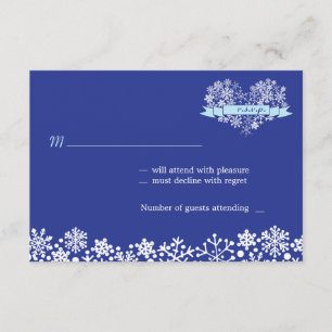 Snowflake Heart Winter Wedding RSVP Card