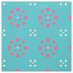 Snowflake Hearts Blue White Pink Fabric