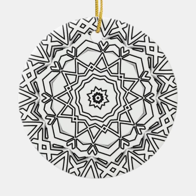 Snowflake Hexagon Ceramic Ornament (Front)