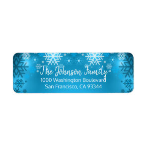SNOWFLAKE Holiday Christmas Blue Return Address Label