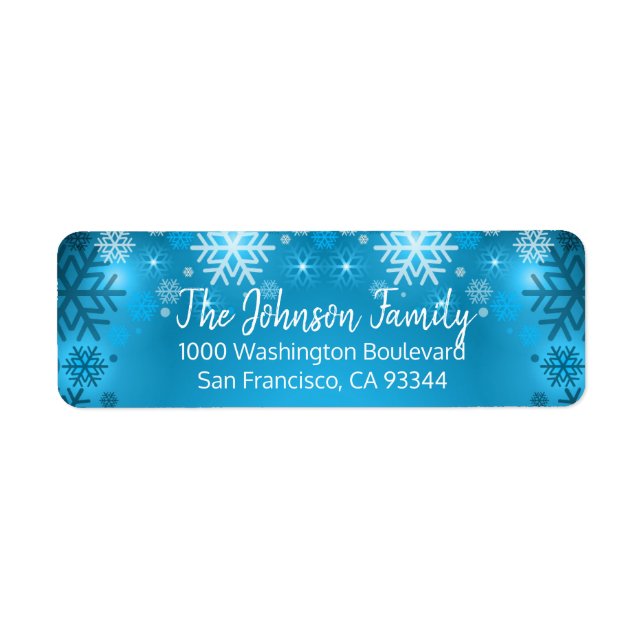 SNOWFLAKE Holiday Christmas Blue Return Address Label (Front)