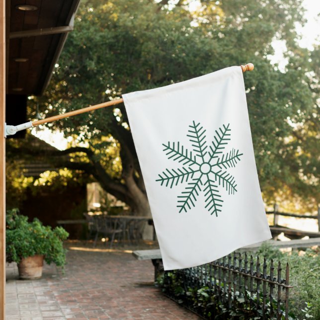 Snowflake Holiday Christmas Modern Simple House Flag (In SItu)
