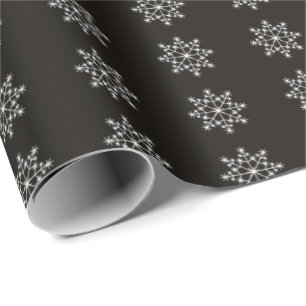 Snowflake Holiday Design Black White Christmas Wrapping Paper