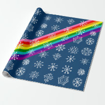 Snowflake Holiday Gift Wrap with Rainbow