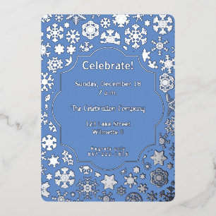 Snowflake Holiday party Foil Invitation