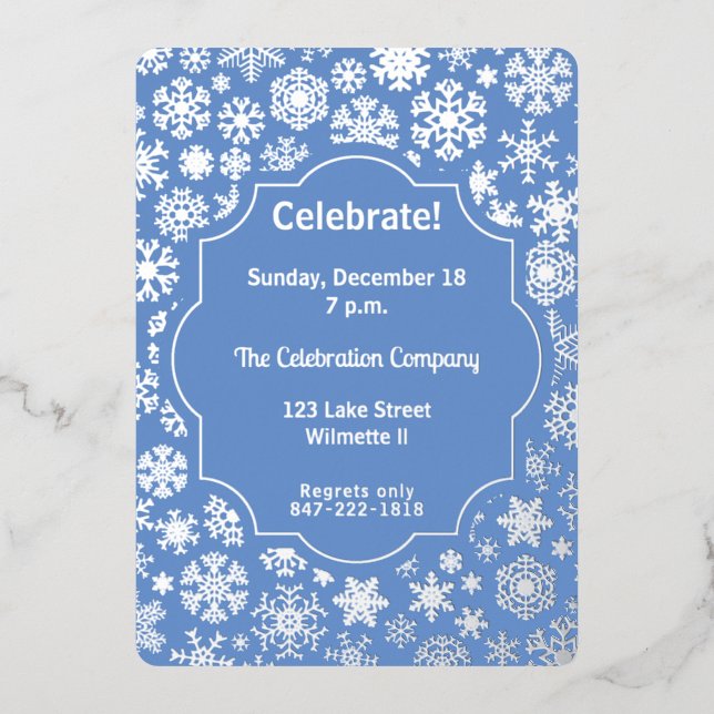 Snowflake Holiday party  Foil Invitation (Front)
