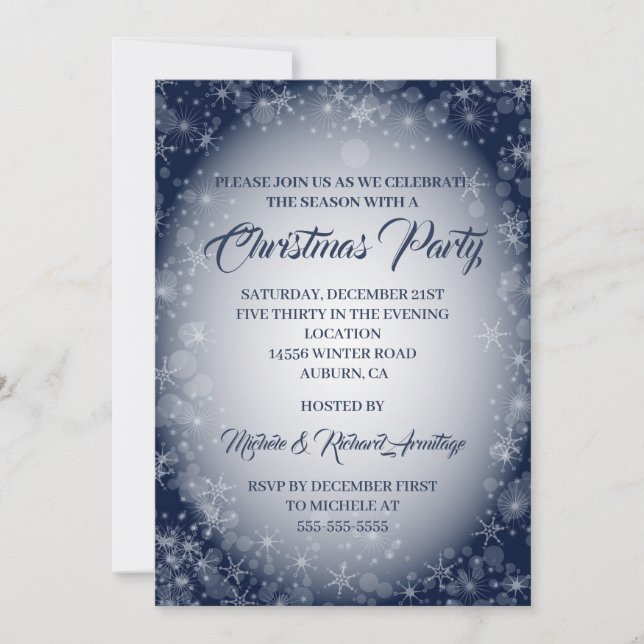 Snowflake Holiday Party Invitation (Front)