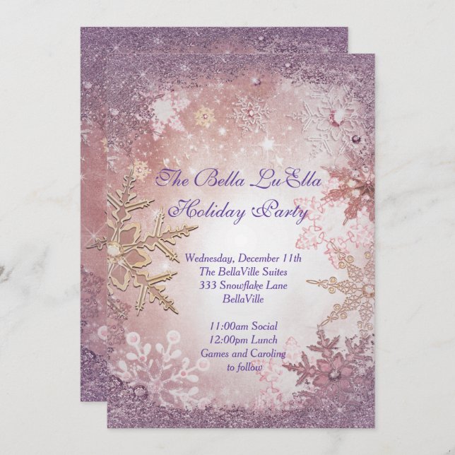 Snowflake Holiday Party Invitations (Front/Back)
