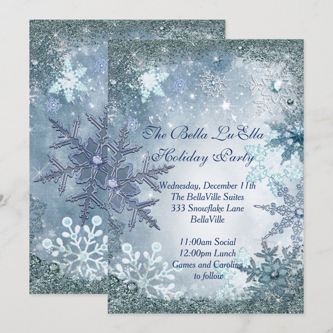 Snowflake Holiday Party Invitations | Zazzle