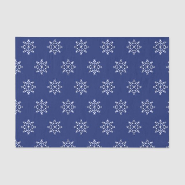 Snowflake Holiday Pattern Christmas Blue Tissue Paper (Front)