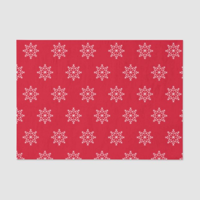 Snowflake Holiday Pattern Christmas Red Tissue Paper (Front)