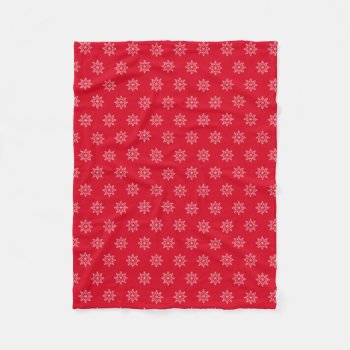 Snowflake Holiday Pattern Red Christmas Fleece Blanket by Kullaz at Zazzle
