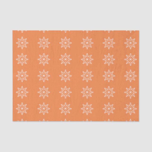 Snowflake Holiday Pattern Vibrant Orange Christmas Tissue Paper (Front)