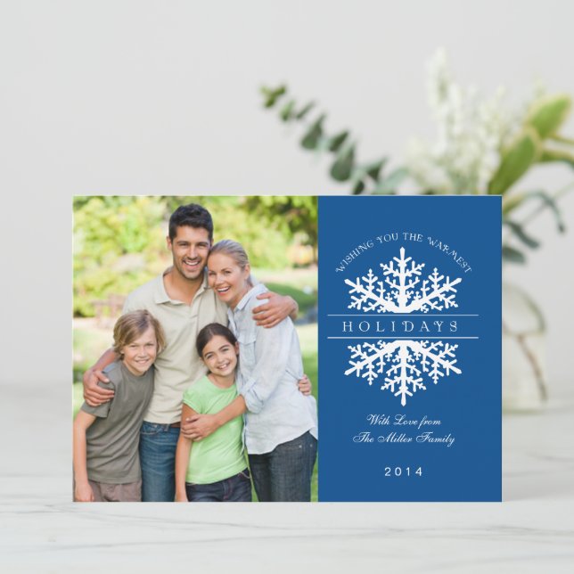 Snowflake Holiday Photo Card Groupon (Standing Front)