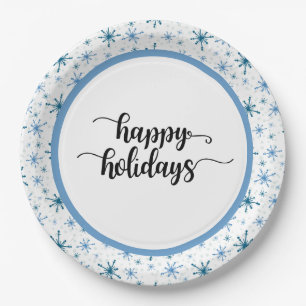 Snowflake Holiday Plate - Winter Party Paper Plate